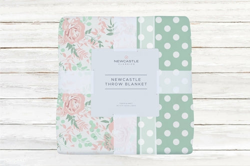 Desert Rose and Jade Polka Dot CottonThrow Blanket